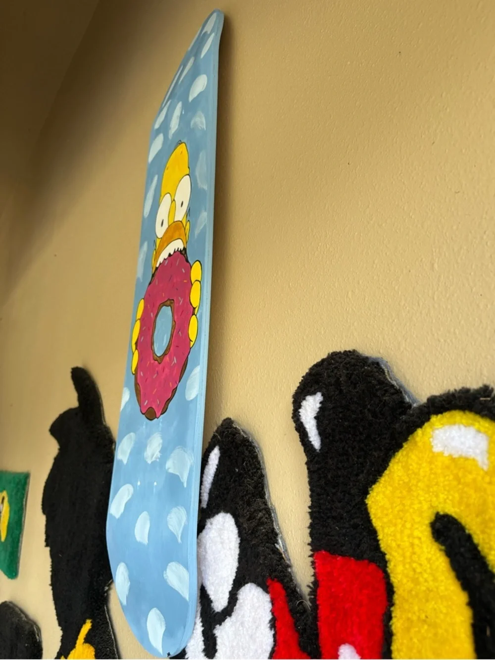 Custom Hand-Painted Skateboard Deck with Homer Donut Graphic